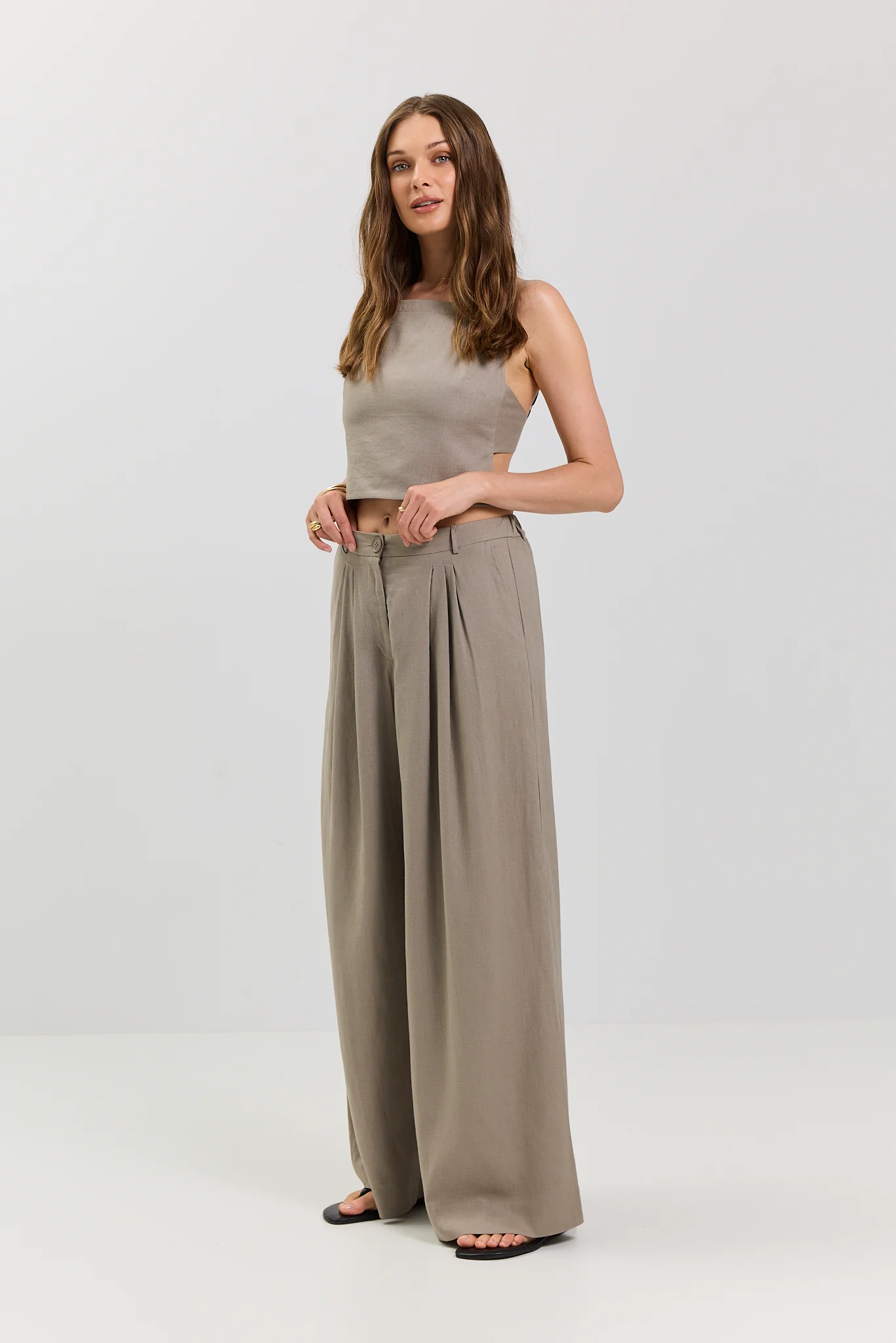Spodnie Palazzo linen beige - Image 2