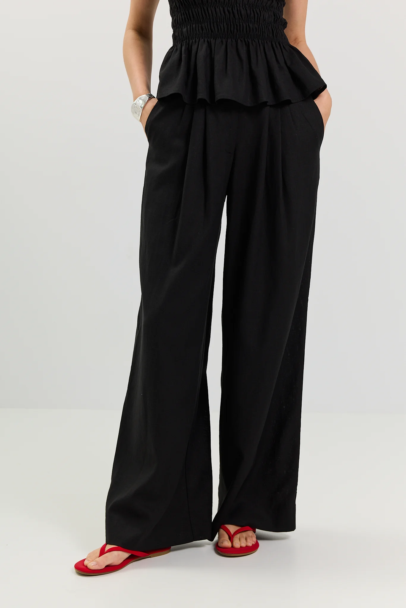 Spodnie Palazzo linen black
