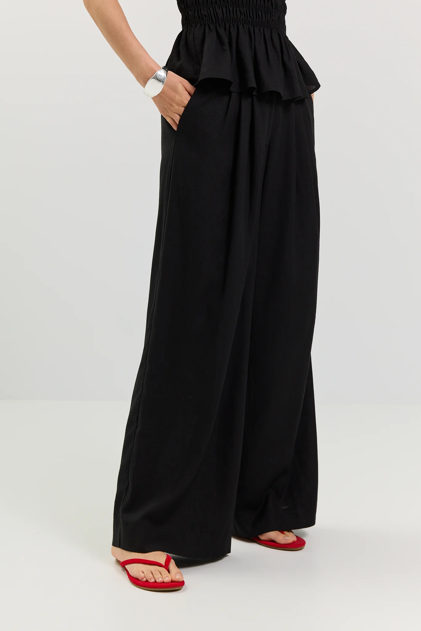 Spodnie Palazzo linen black - Image 4