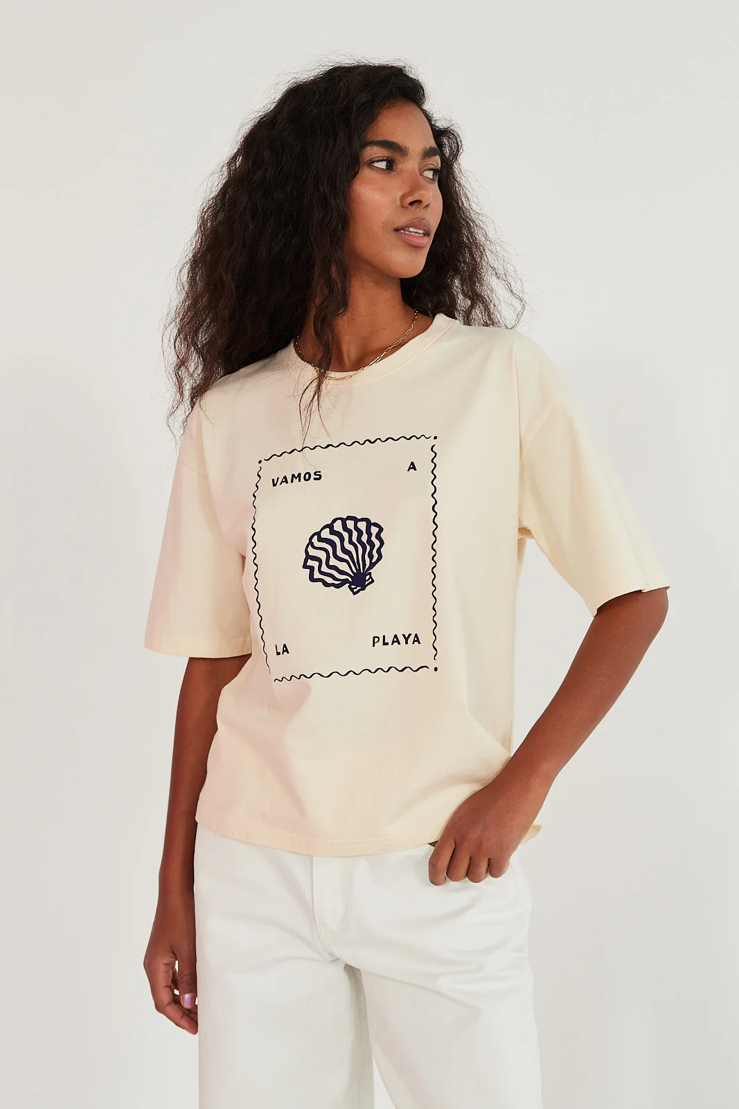 T-shirt Vamos a la playa butter